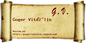 Goger Vitális névjegykártya